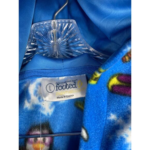 Winter Wonderland Footed Pajamas Adult Sz L Penguins Bears Igloo Dark Blue NWT - Picture 5 of 9